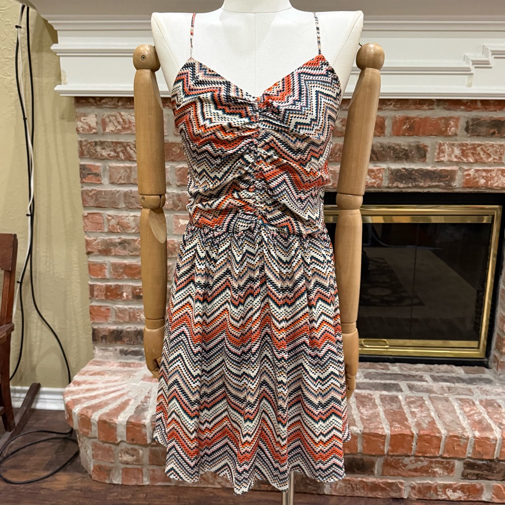 Parker Multicolor Chevron 100% Silk Mini Dress! / Xs / Excellent Condition
